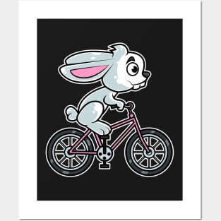 Rabbit Bicycle Cyclist Bunny Cycling print Posters and Art